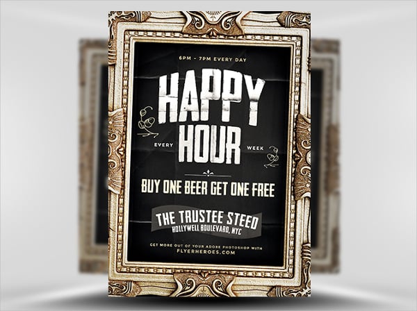 framed happy hour flyer template