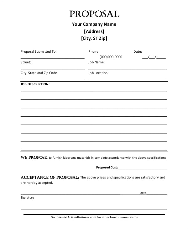 Job Proposal Template - 24+ Free Word, PDF Document Downloads | Free