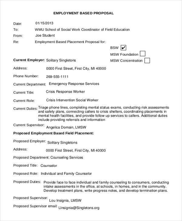 employment proposal template