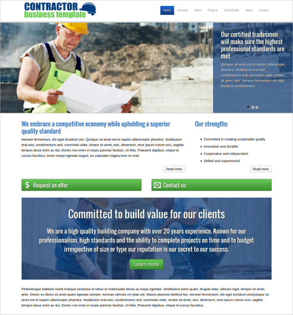 contractor website template general contractor website