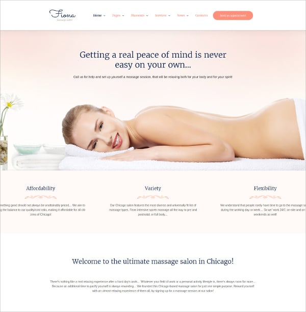 massage salon wordpress theme