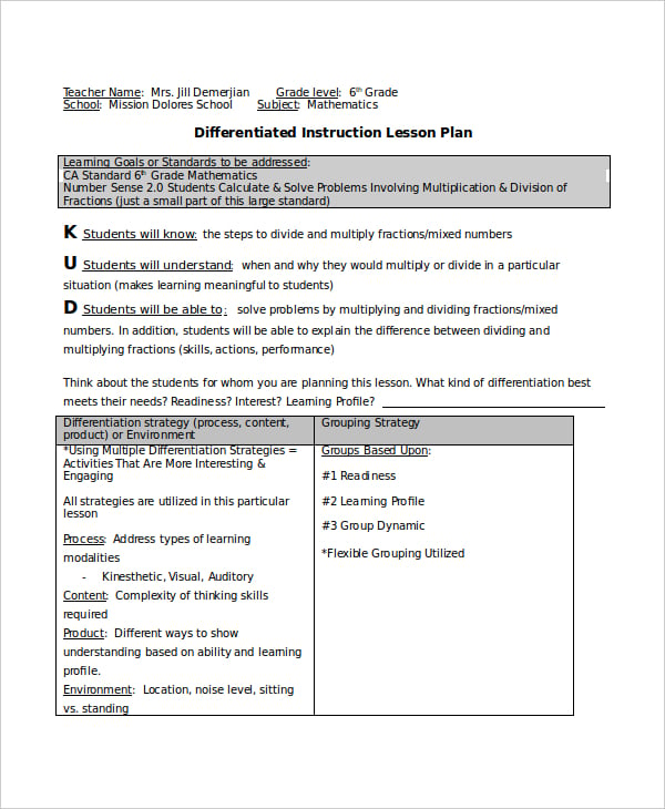 differentiated-instruction-lesson-template
