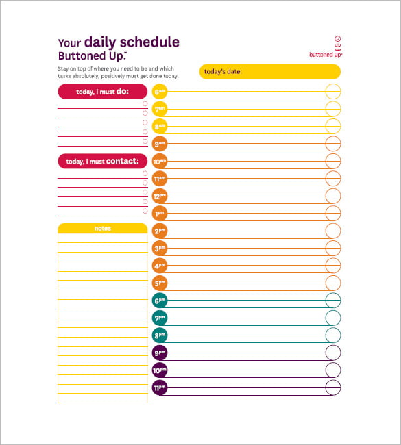 daily agenda template free