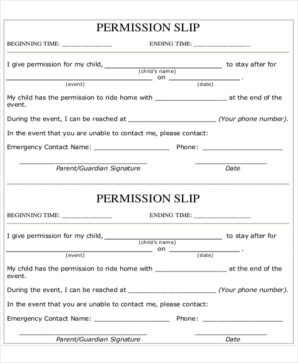 permission slip template