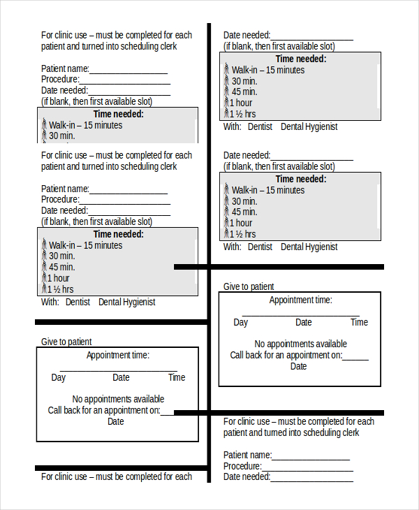 appointment slip template