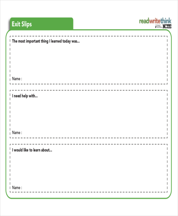 exit slip template