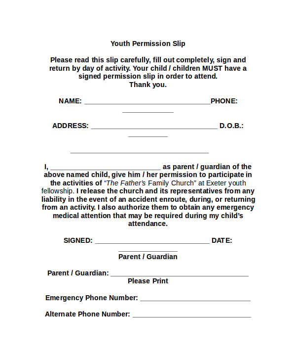 youth permission slip