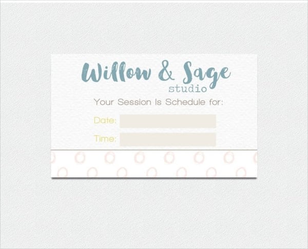 photography appointment card template