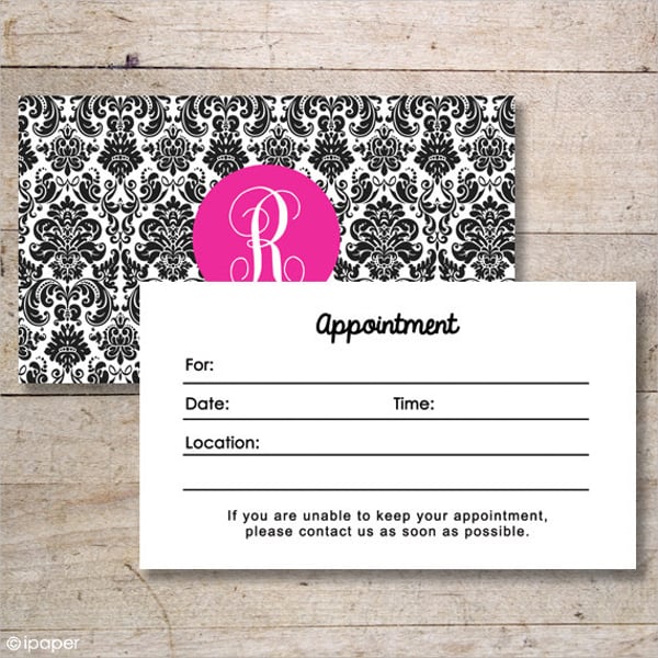 hair salon appointment card templates