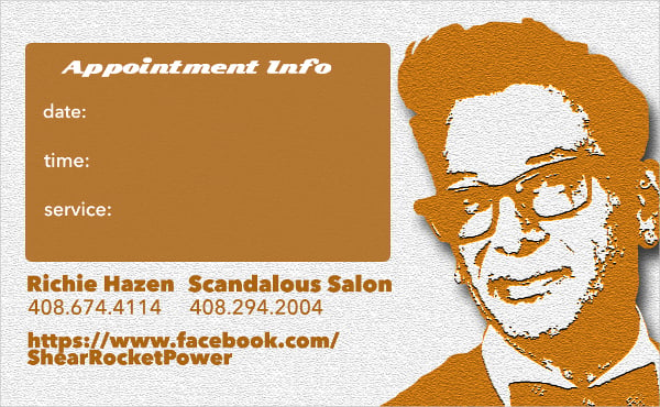 appointment card for hairdresser