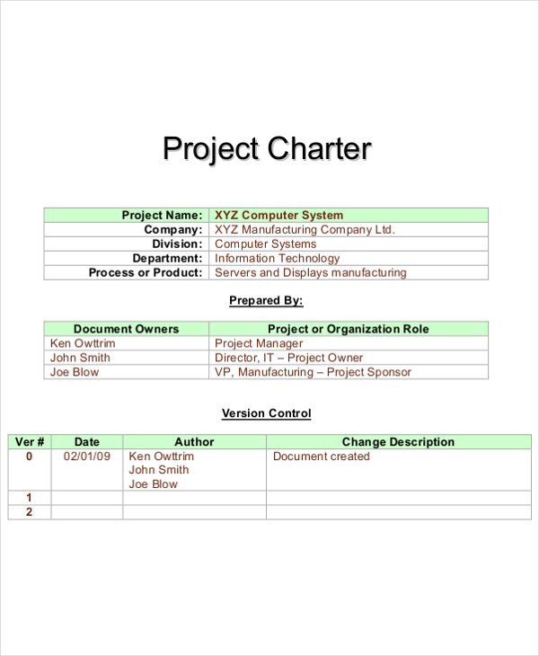 project charter assignment example