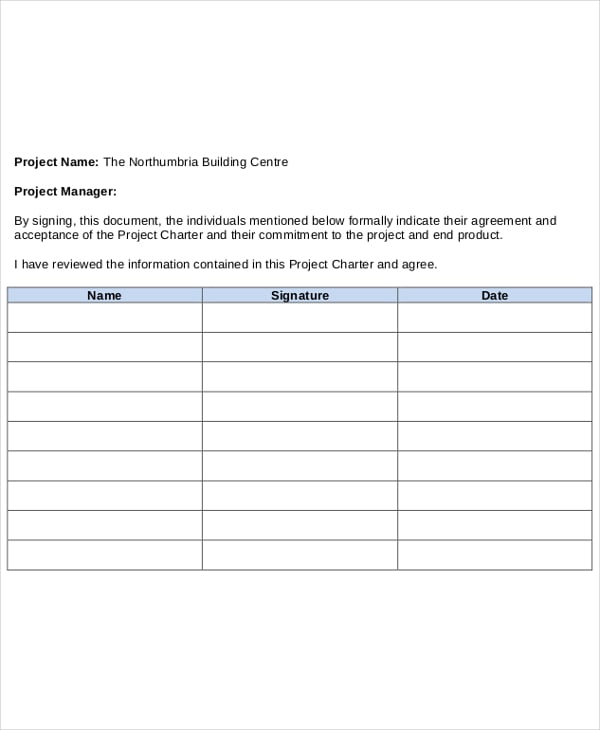 construction project charter template
