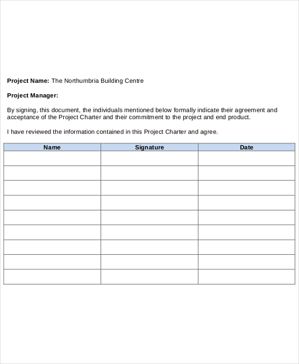 construction project charter template