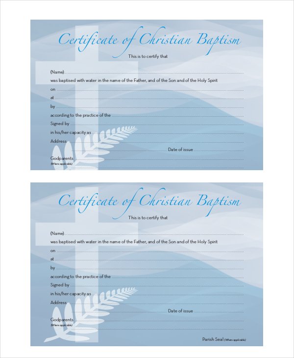 32+ Sample Baptism Certificate Templates Free Sample, Example, Format