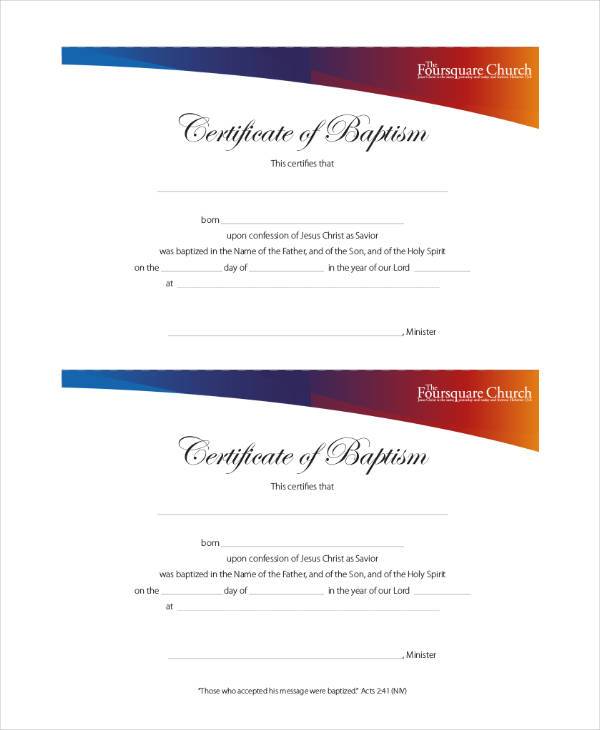 christian baptism certificate template