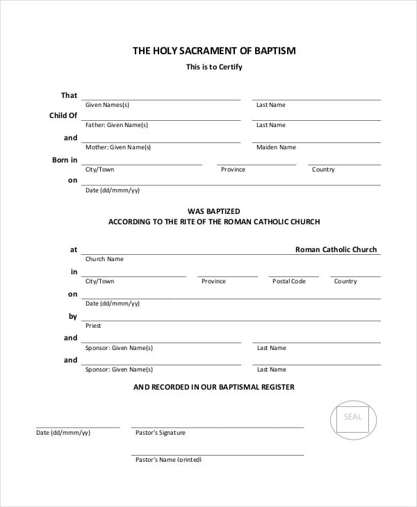 free baptism certificate template