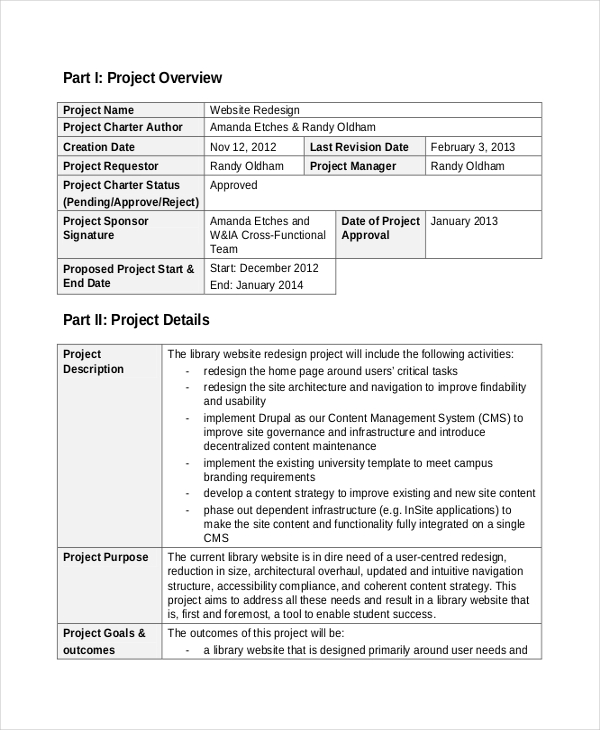 8 Project Charter Templates Free Sample Example Format Download Free Premium Templates