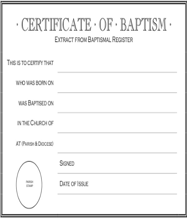 32+ Sample Baptism Certificate Templates Free Sample, Example, Format