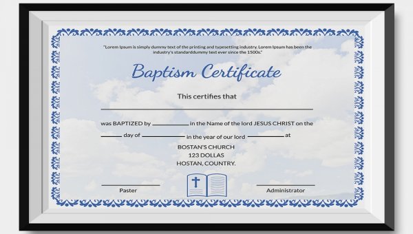 Baptism Certificate 