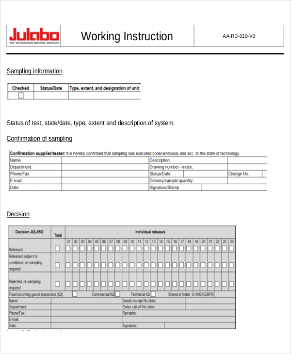 work instructions template