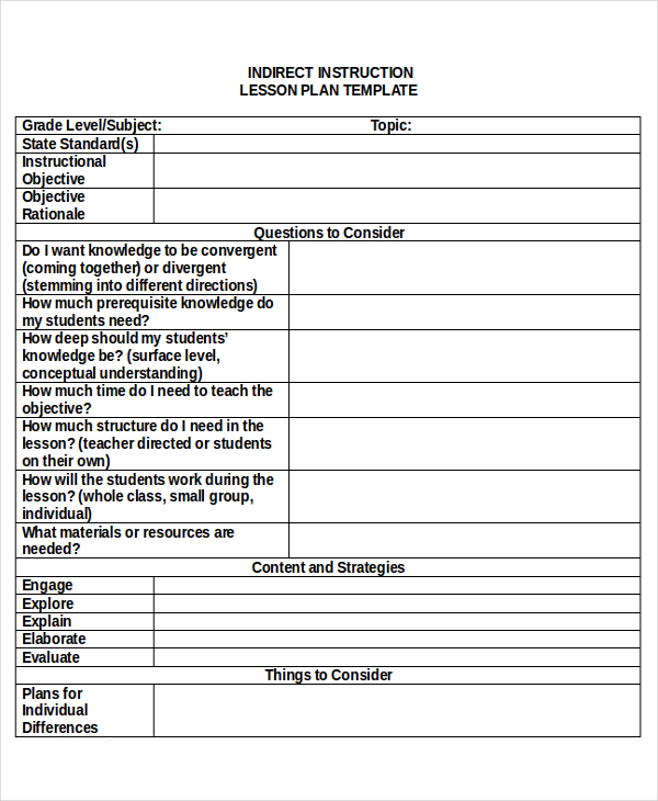 indirect instruction template