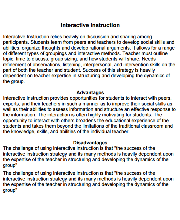 interactive instruction template