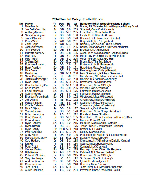 football-roster-template