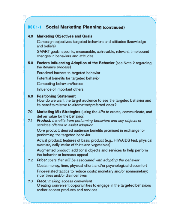 social marketing planning template