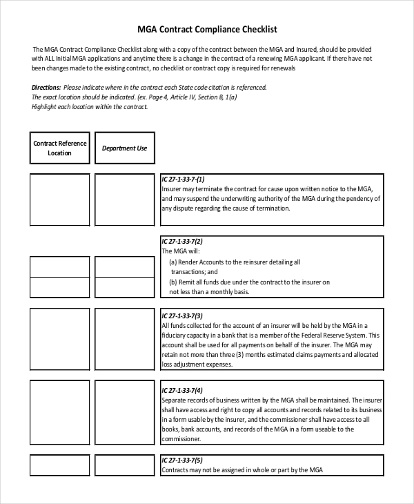 Compliance Checklist Template 14  Free Excel PDF Word Document