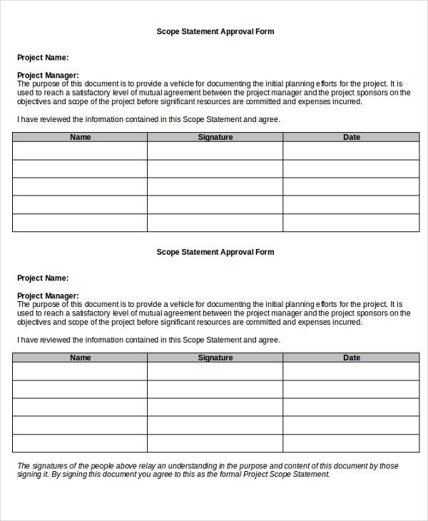 statement project scope template