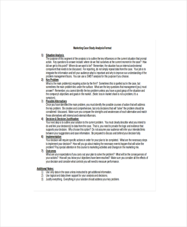 marketing case study analysis format