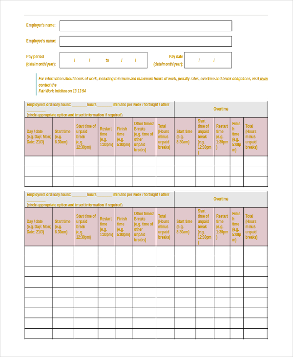 daily payroll template