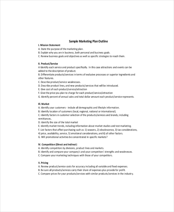 product marketing plan outline
