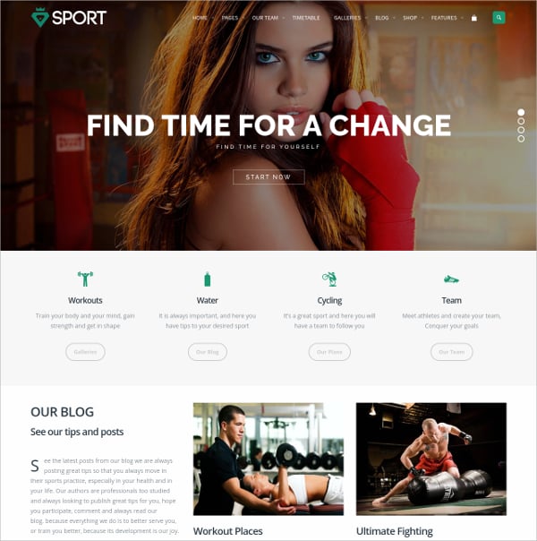 responsive sports fitness wordpress theme