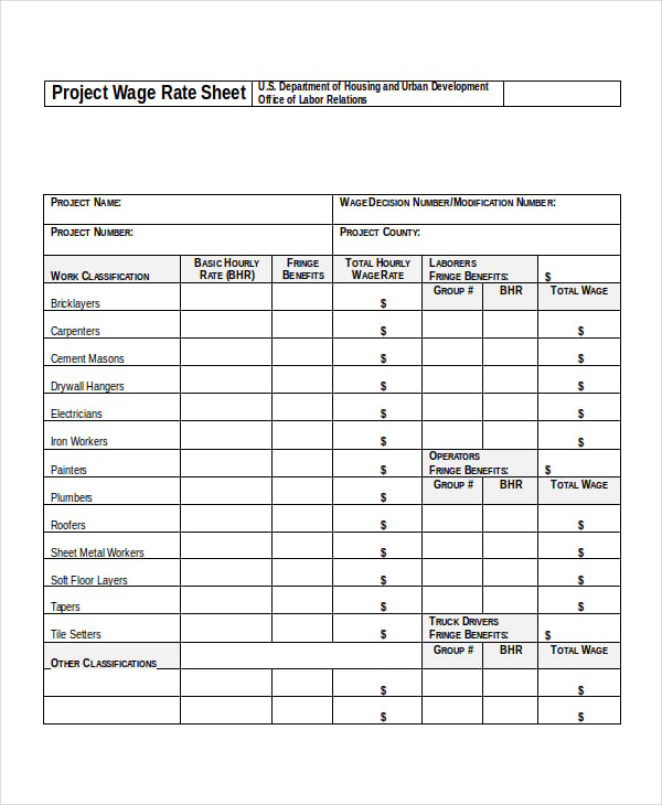 service-rate-sheet-template