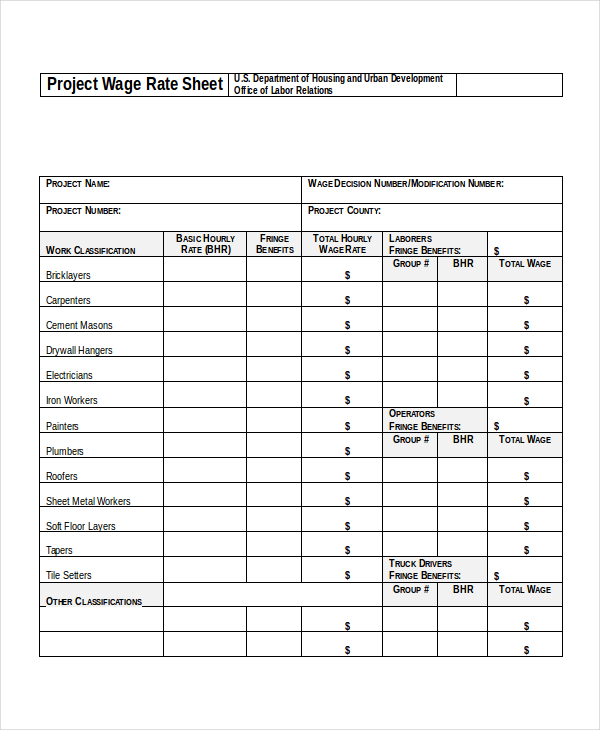 28 Rate Sheet Templates Word Excel PDF Document Download