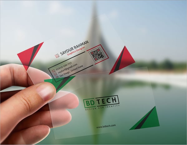 translucent plastic business card