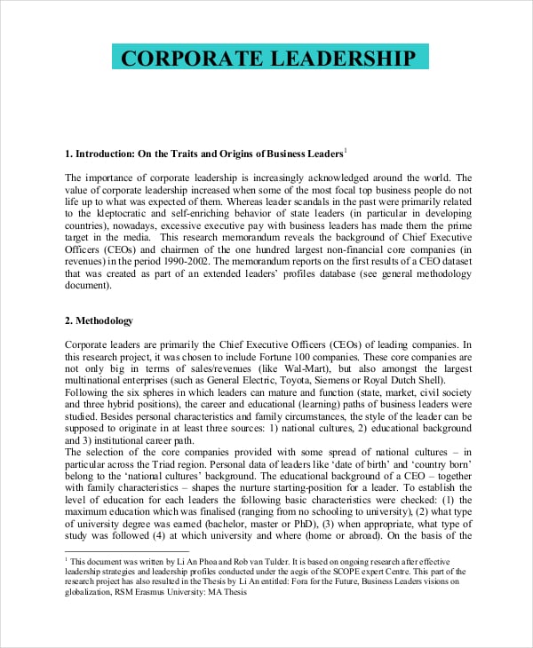 business leadership thesis