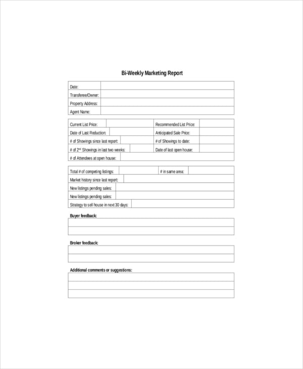 example bi weekly marketing report template