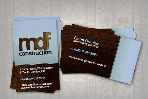 mdf construction business card
