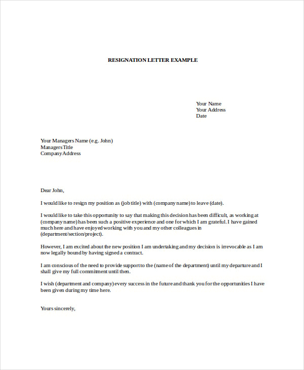 Letter of Resignation Template 17+ Free Word, PDF
