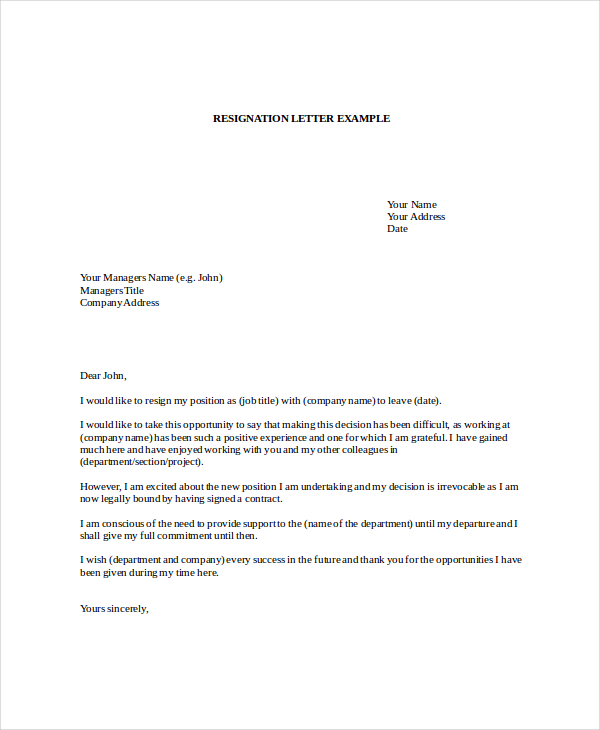 Letter of Resignation Template - 17+ Free Word, PDF 