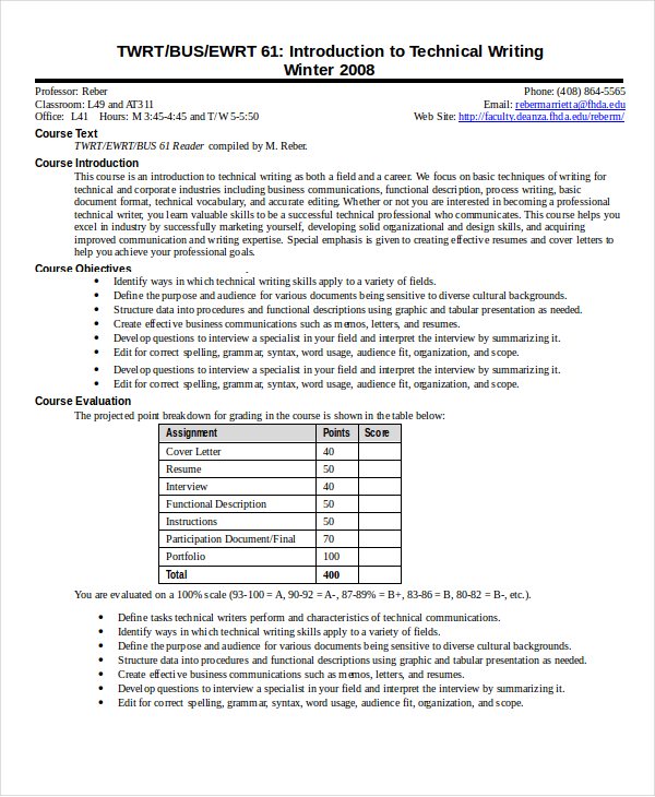 technical writing templates