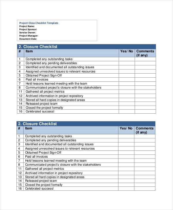 8  Project List Templates Free Sample Example Format