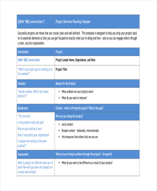 Project Overview Templates Free Sample Example Format