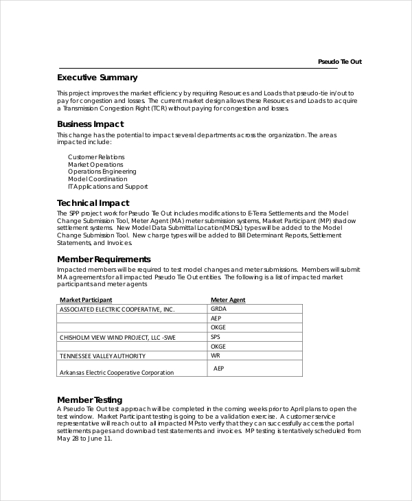 pseudo tie out project overview