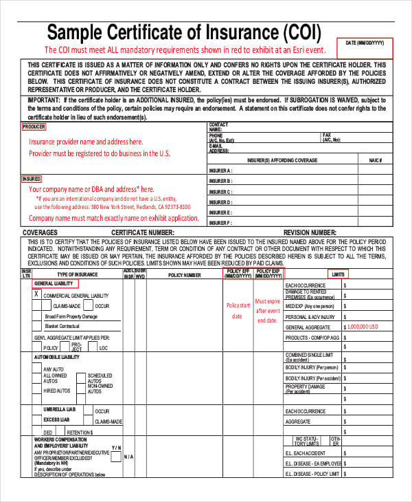 vehicle insurance certificate pdf template