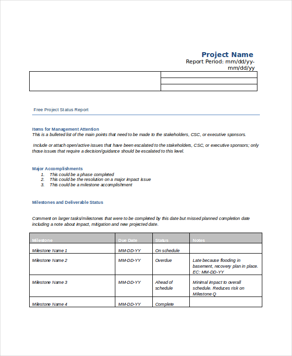 7+ Project Status Templates _ Free Word, PDF Documents Download