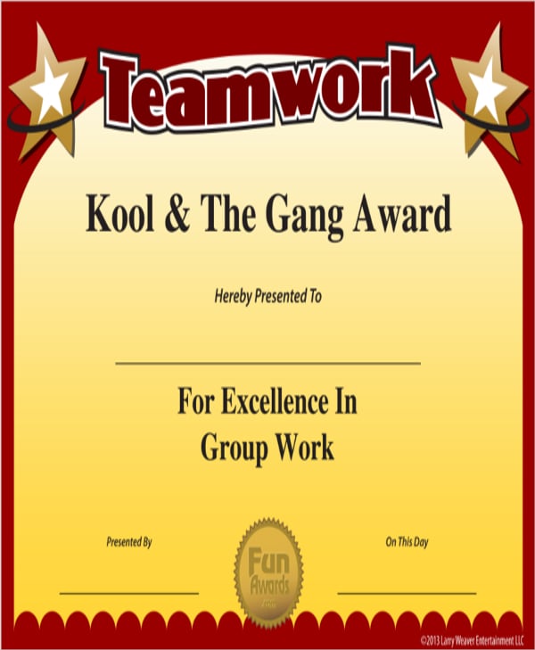 teamwork certificate template