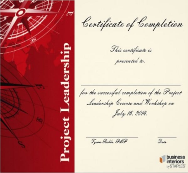 leadership workshop certificate of completion template